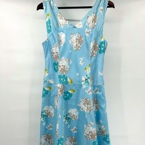 Pendleton Silk Blend Spring Midi Dress Light Blue White Women's Size 10